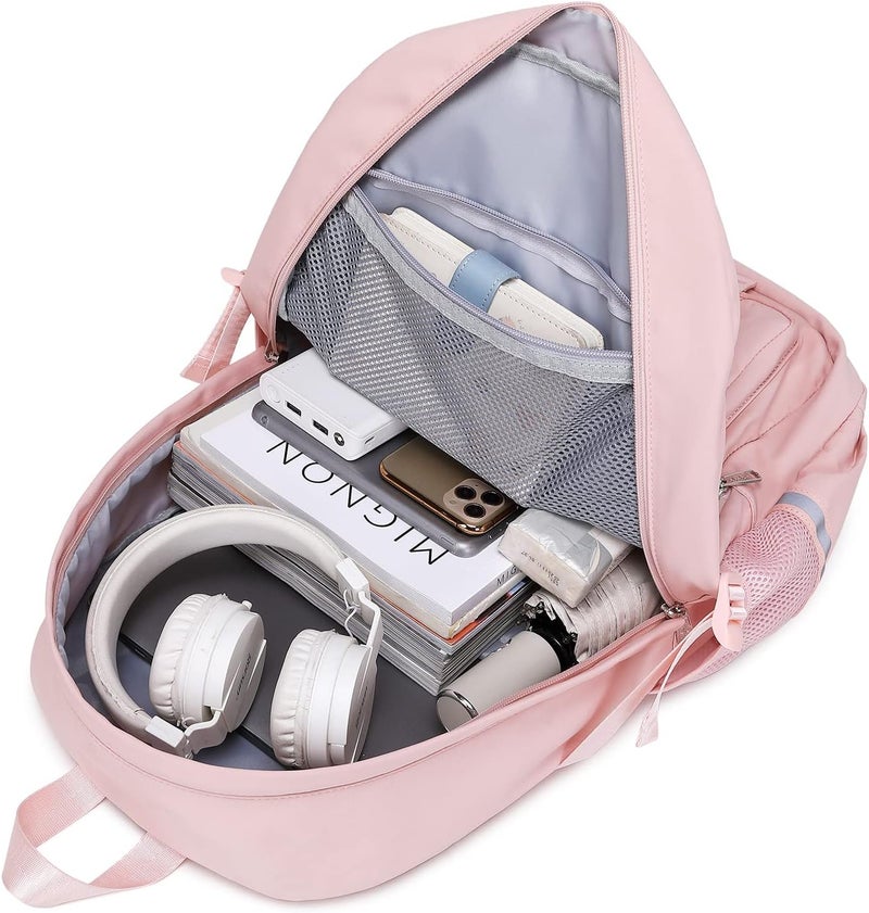 abshoo Store Big Student Laptop Backpack For College Women Middle High School Teen Girls Bookbag Travel Daypack (Pink) - Image 4